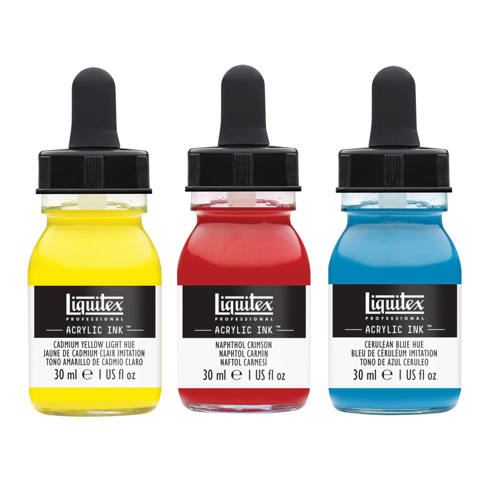Zestaw tuszów akrylowych Essentials - Liquitex - 3 kolory x 30 ml