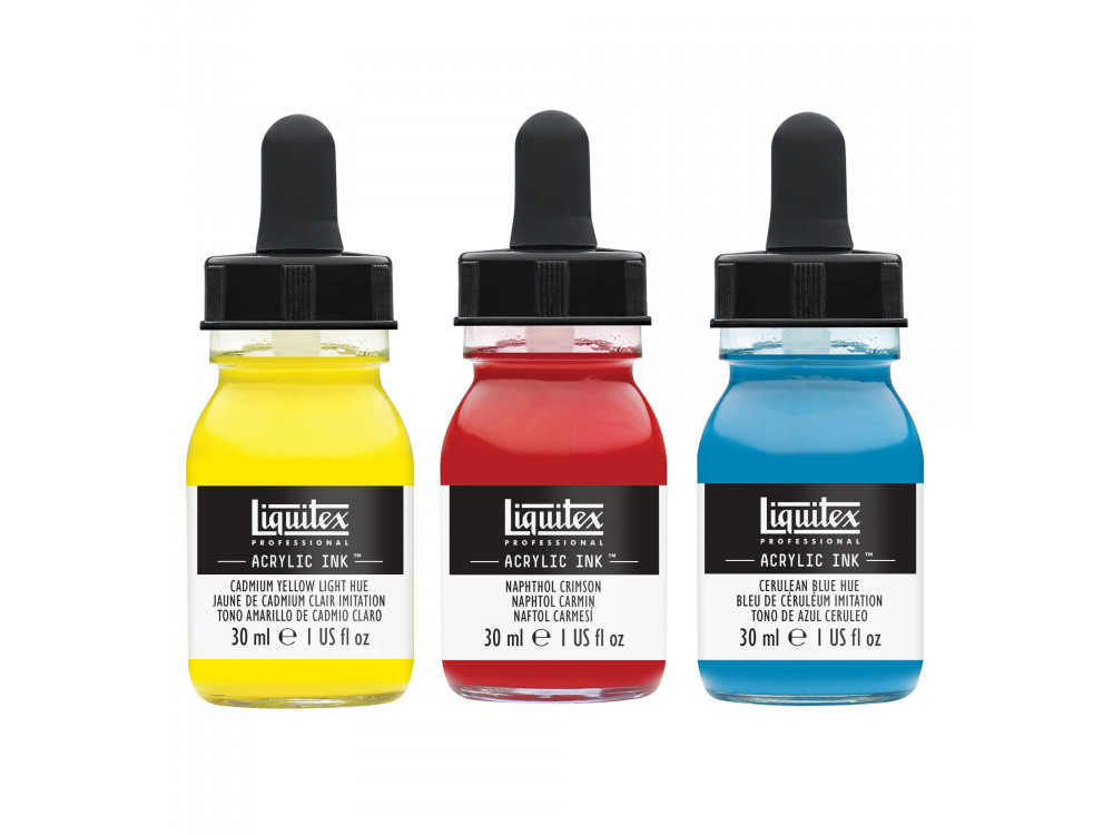 Zestaw tuszów akrylowych Essentials - Liquitex - 3 kolory x 30 ml