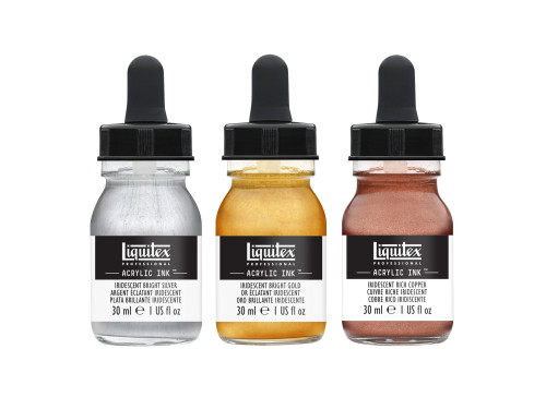 Zestaw tuszów akrylowych Iridescent - Liquitex - 3 kolory x 30 ml