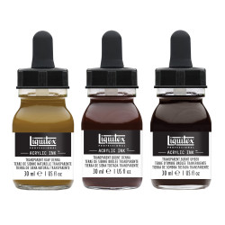 Set of Professional Acrylic inks - Liquitex - Transparent, 3 colors x 30 ml