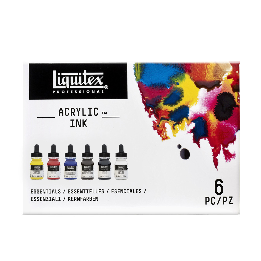 Zestaw tuszów akrylowych Essentials - Liquitex - 6 kolorów x 30 ml