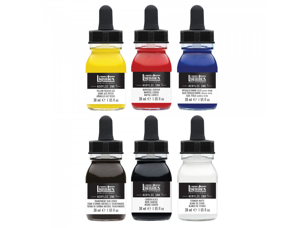 Set of Professional Acrylic inks - Liquitex - 6 colors x 30 ml