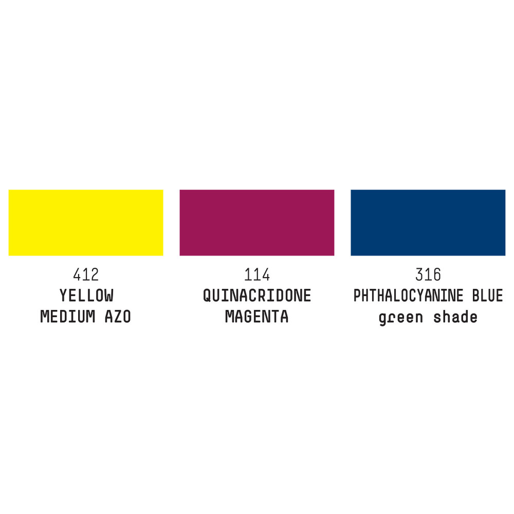 Zestaw tuszów akrylowych z medium do pouringu - Liquitex - Primary Colors, 3 kolory x 30 ml