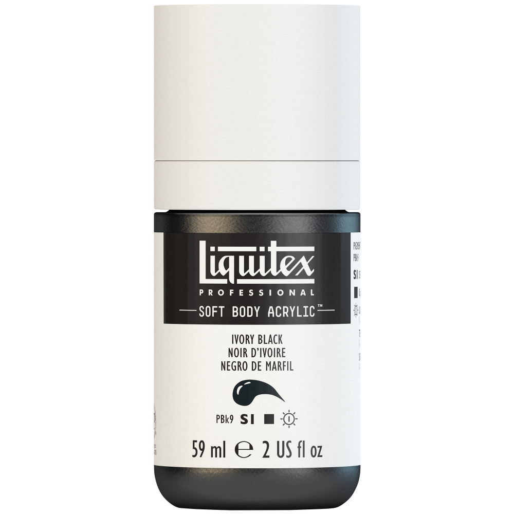 Acrylic Soft Body paint - Liquitex - Ivory Black, 59 ml