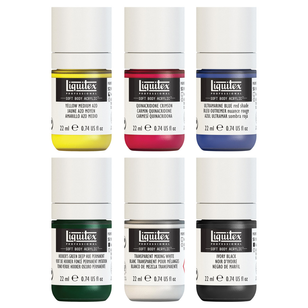 Set of acrylic Soft Body paints - Liquitex - 6 colors x 22 ml