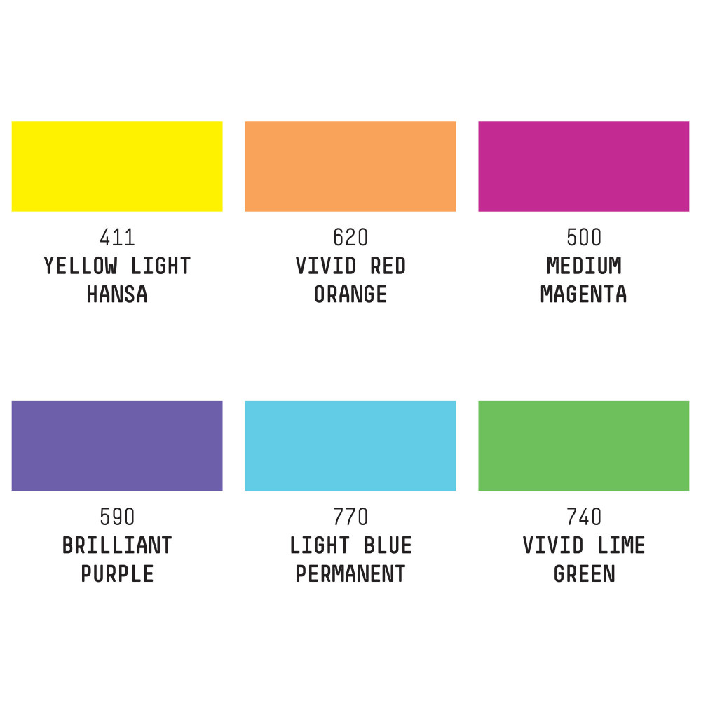 Zestaw farb akrylowych Heavy Body - Liquitex - Vibrant Colors, 6 kolorów x 22 ml