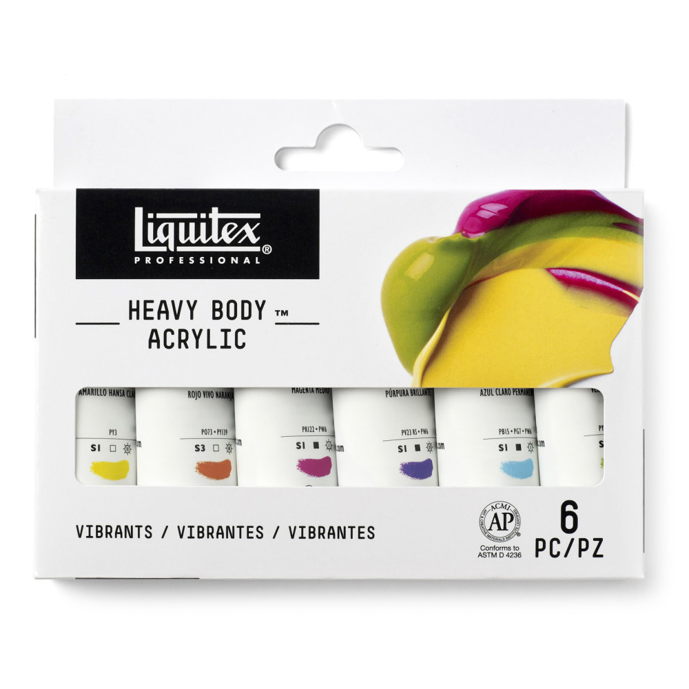 Set of acrylic Heavy Body paints - Liquitex - Vibrant Colors, 6 colors x 22 ml