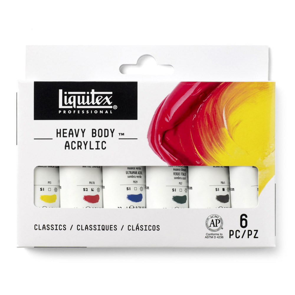 Zestaw farb akrylowych Heavy Body - Liquitex - 6 kolorów x 22 ml