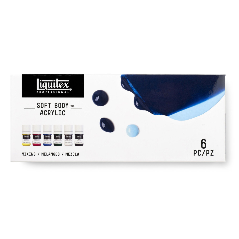 Zestaw farb akrylowych Soft Body - Liquitex - 6 kolorów x 22 ml