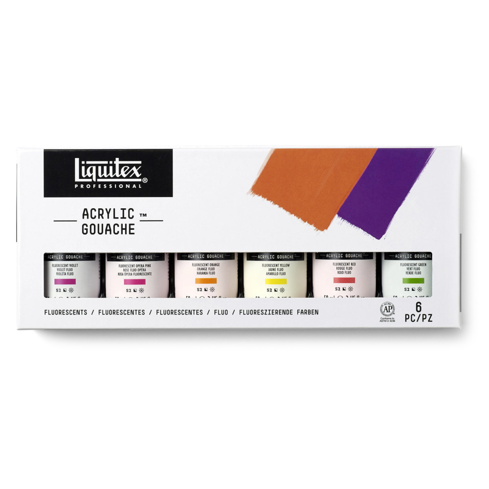 Set of acrylic gouache paints - Liquitex - Fluorescentss, 6 colors x 59 ml