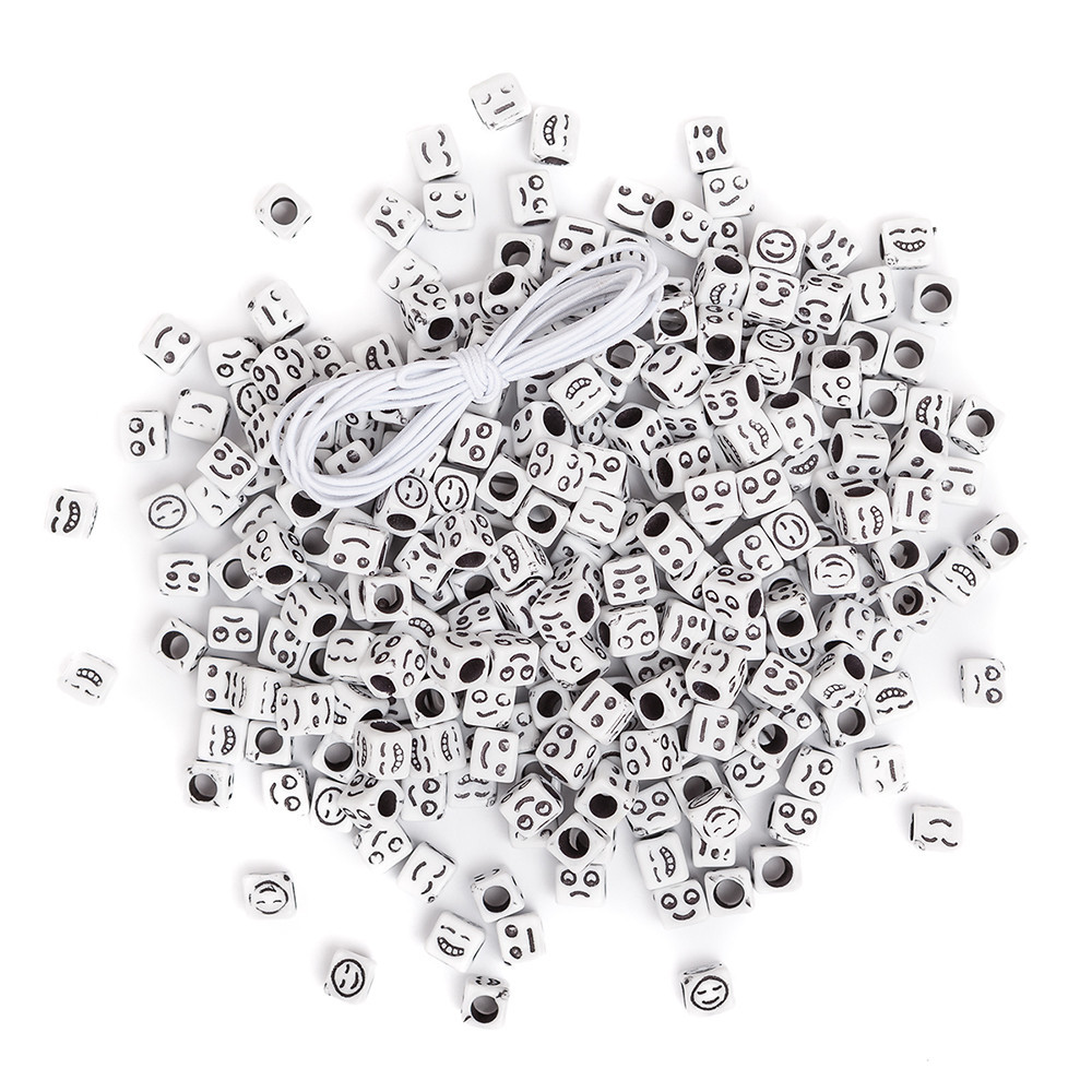 Beads emoticons - DpCraft - black on white base, 285 pcs