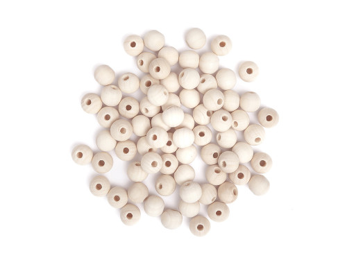 Koraliki, kulki drewniane - DpCraft - naturalne, 12 mm, 77 szt.