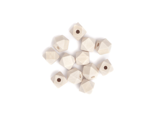 Wooden geometric beads - DpCraft - natural, 12 mm, 12 pcs