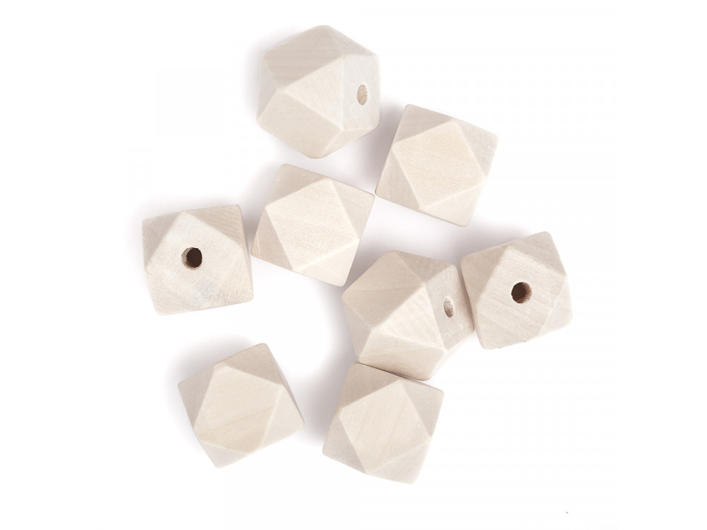 Koraliki drewniane geometryczne - DpCraft - naturalne, 20 mm, 8 szt.