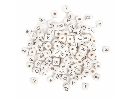 Wooden beads with letters - DpCraft - natural, 10 mm, 100 pcs