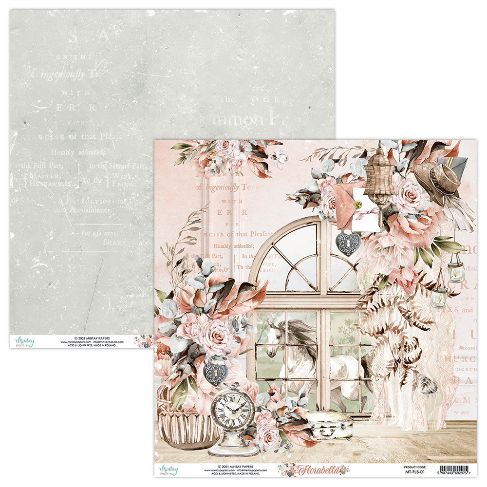 Zestaw papierów do scrapbookingu 15 x 15 cm - Mintay - Florabella