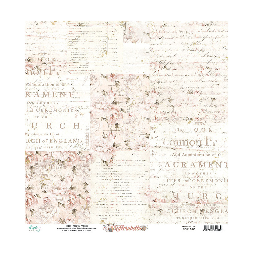 Scrapbooking papers set 15 x 15 cm - Mintay - Florabella