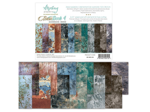 Scrapbooking paper set 15,2 x 20,3 cm - Mintay - Basic Book 4, Grunge