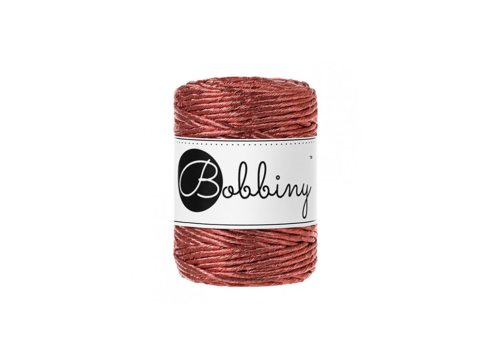 Sznurek bawełniany do makramy - Bobbiny - Metallic Copper, 3 mm, 50 m