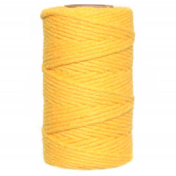 Cotton cord for macrames - yellow, 2 mm, 60 m