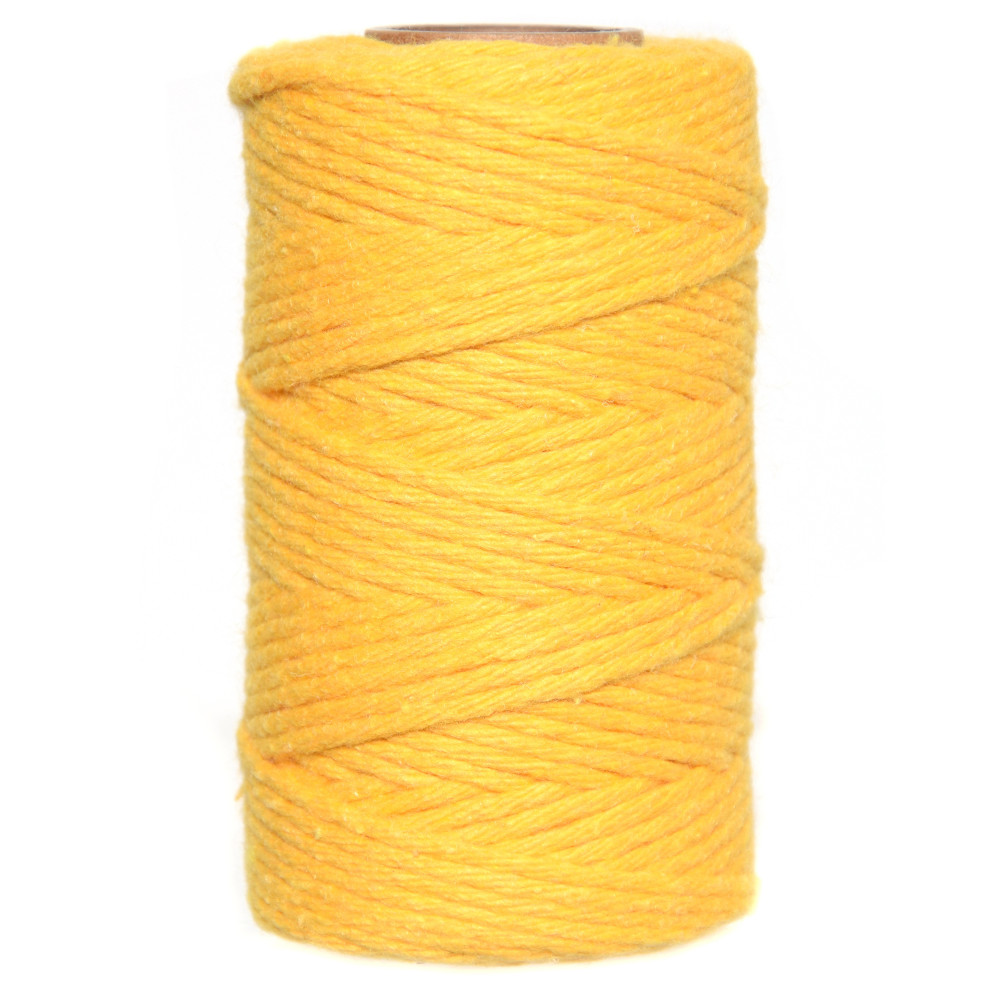 Cotton cord for macrames - yellow, 2 mm, 60 m