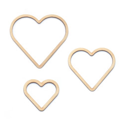 Wooden mini hearts pendants - Simply Crafting - 3 pcs