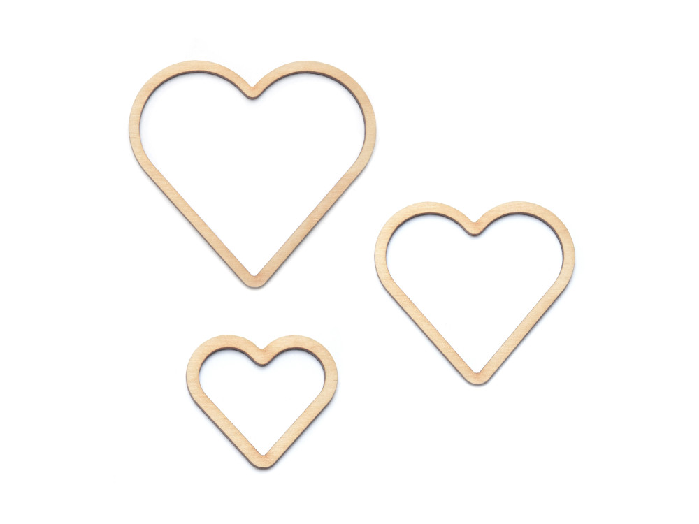 Wooden mini hearts pendants - Simply Crafting - 3 pcs