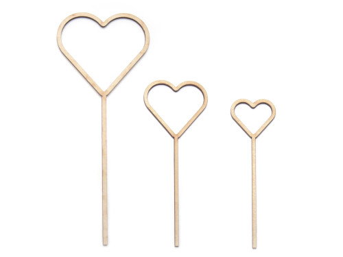 Cake wooden toppers - Simply Crafting - empty hearts, 3 pcs