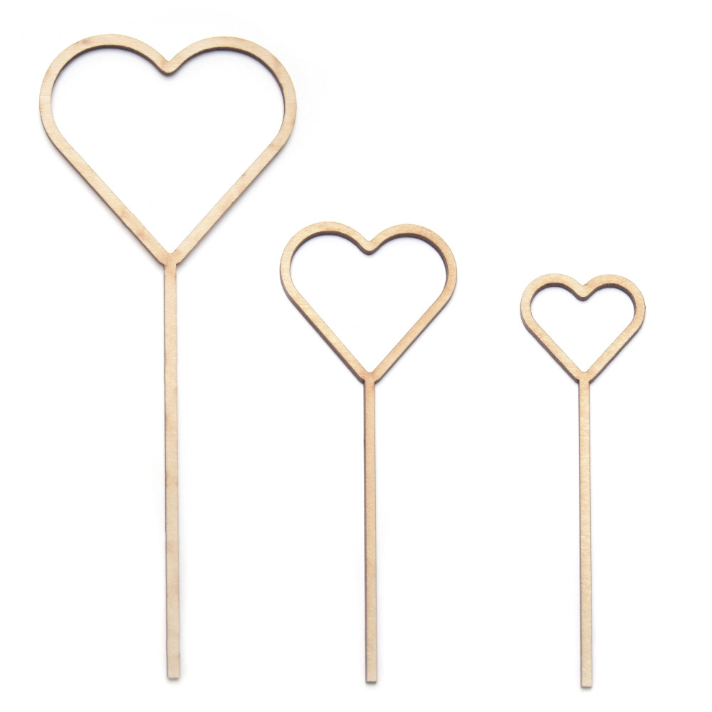 Cake wooden toppers - Simply Crafting - empty hearts, 3 pcs