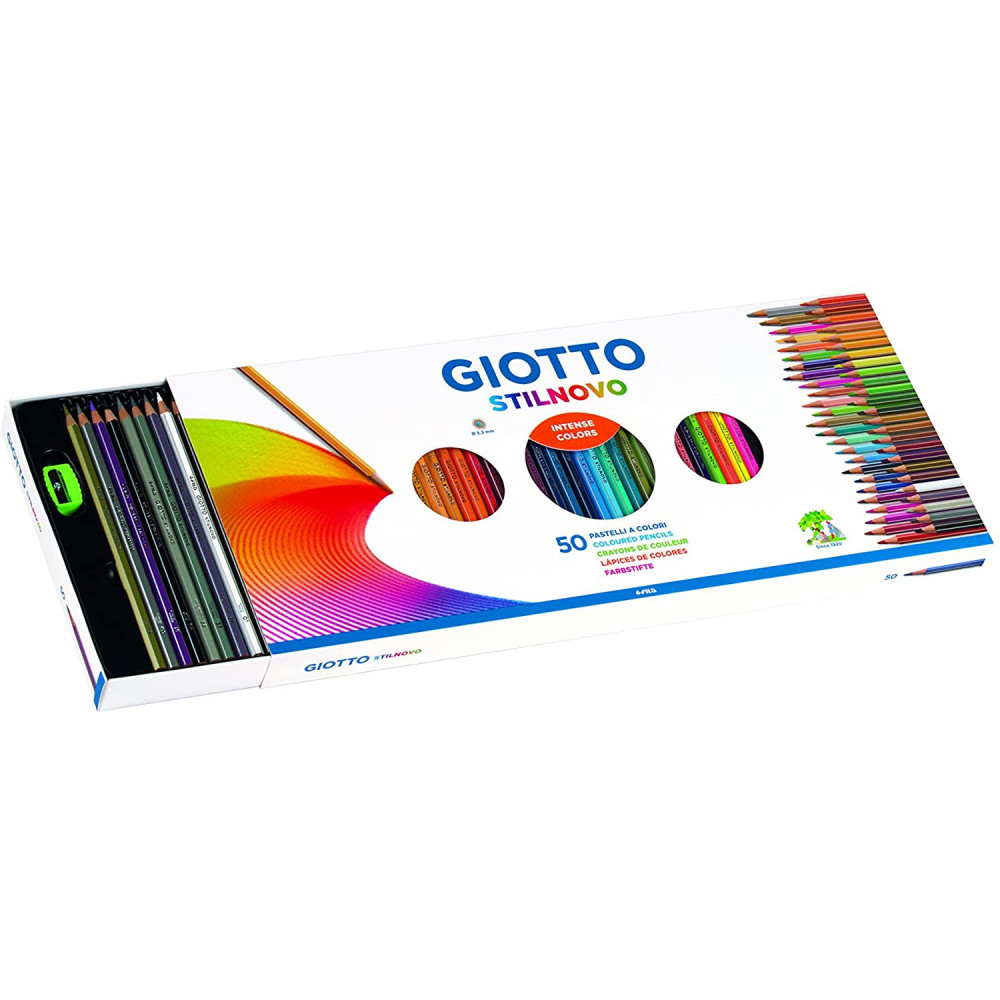 Zestaw kredek ołówkowych Stilnovo z temperówką - Giotto - 50 kolorów