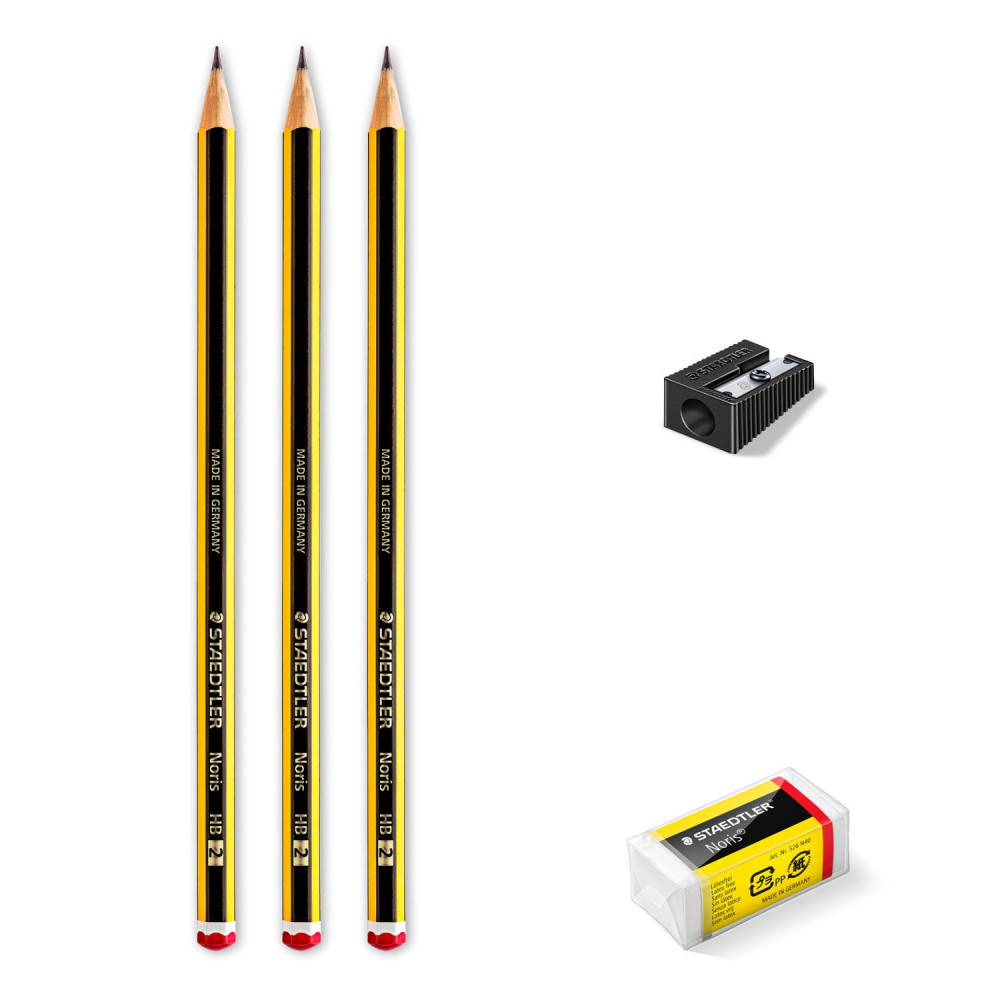 Noris graphite pencils with rubber and sharpener - Stedtler - HB, 5 pcs