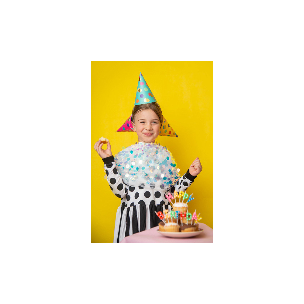 Party hats with dots - colorful, 6 pcs.