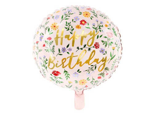 Foil balloon Happy Birthday - light pink, 35 cm
