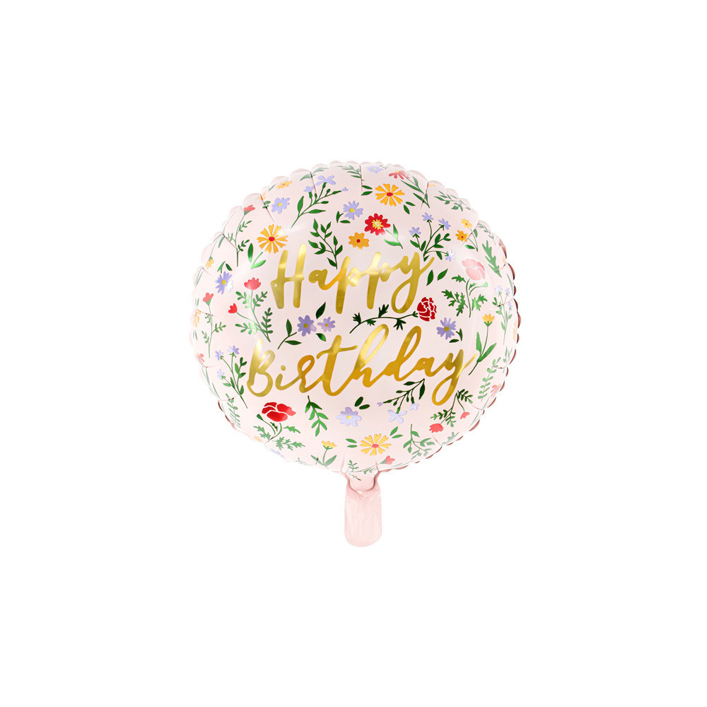 Foil balloon Happy Birthday - light pink, 35 cm