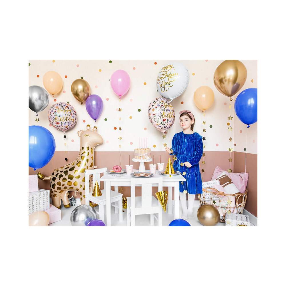 Balon foliowy Happy Birthday - jasnoróżowy, 35 cm