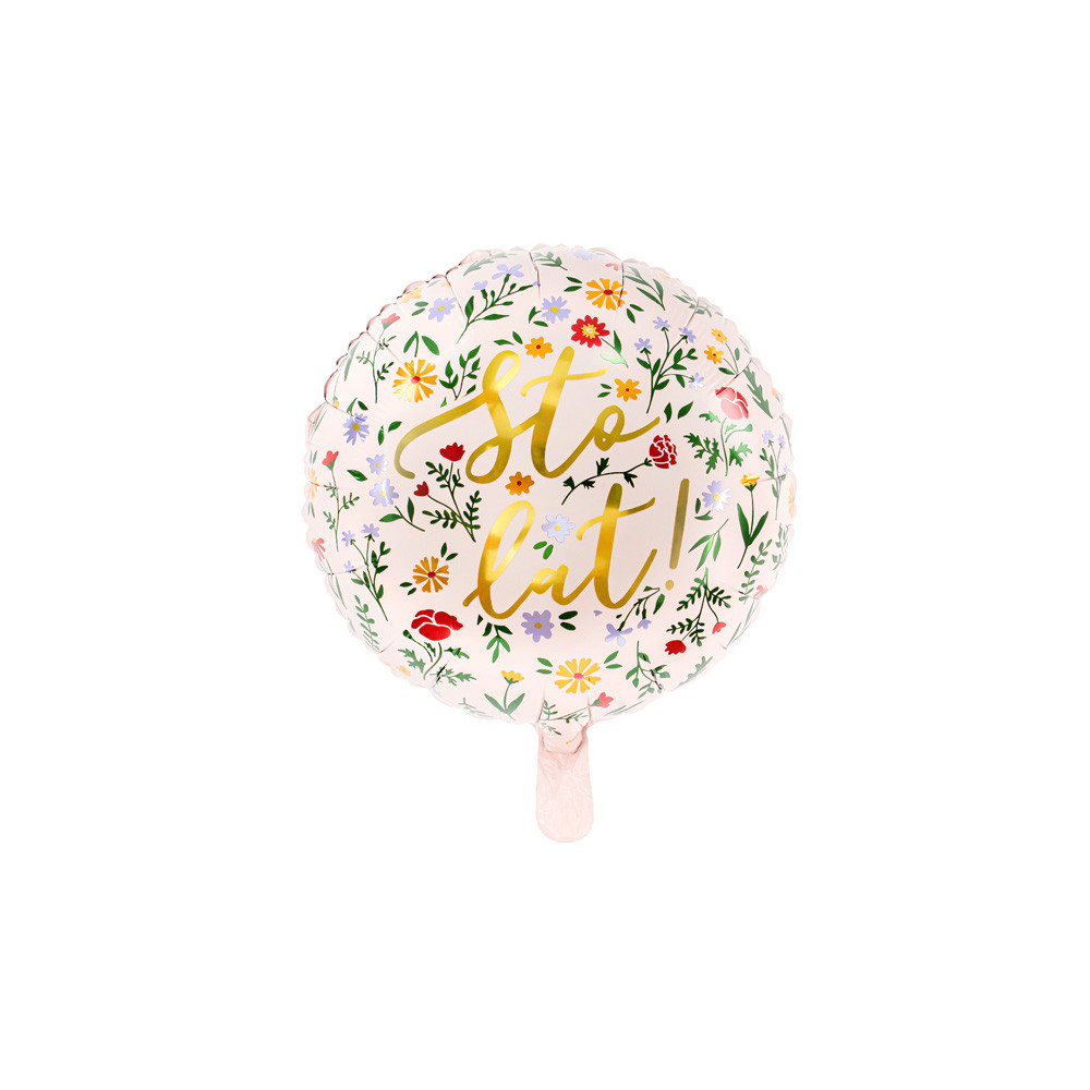Foil balloon Sto lat! - light pink, 35 cm