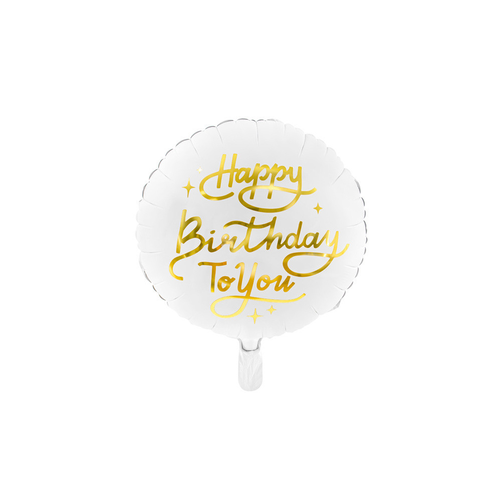 Balon foliowy Happy Birthday To You! - biały, 35 cm