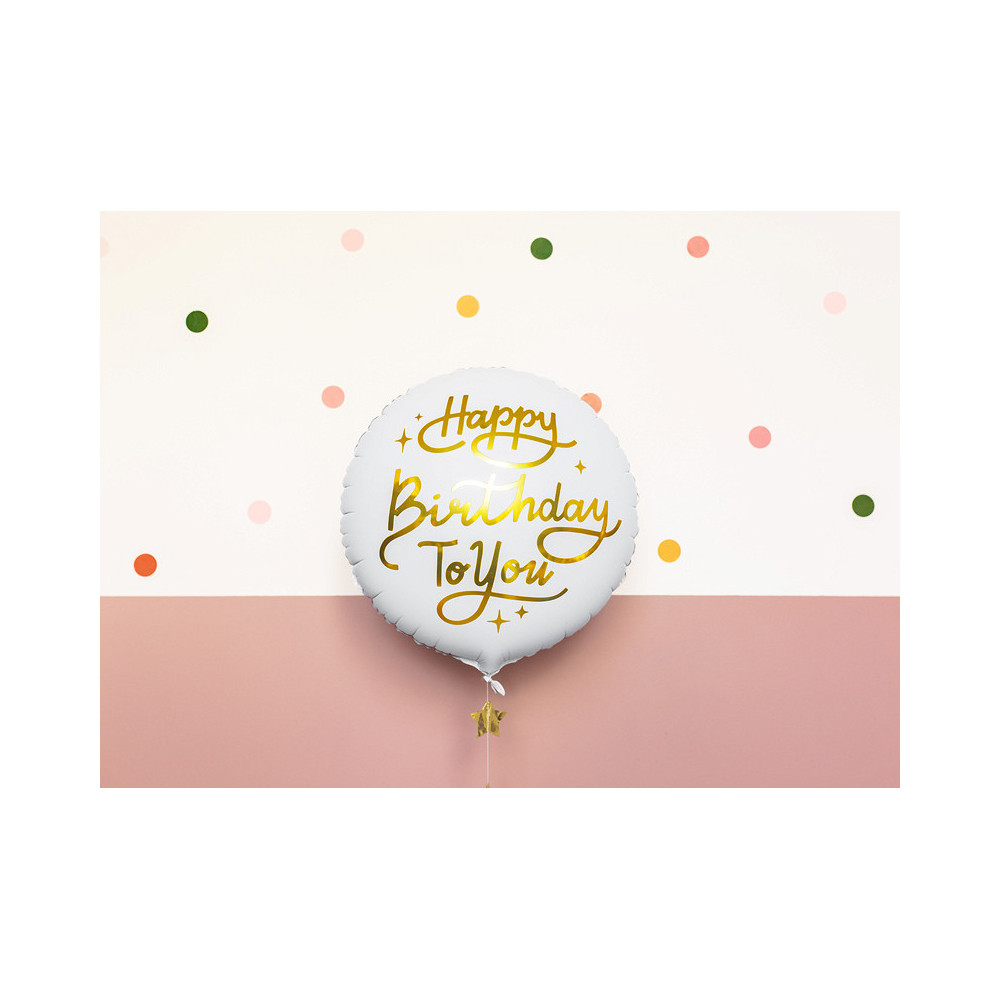 Foil balloon Happy Birthday To You - white, 35 cm