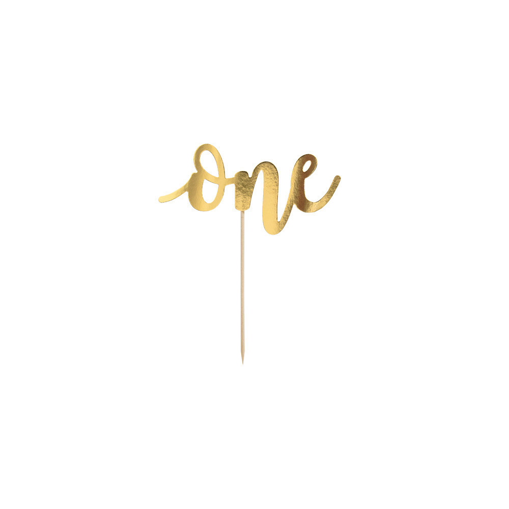 Cake topper One - gold, 19 cm