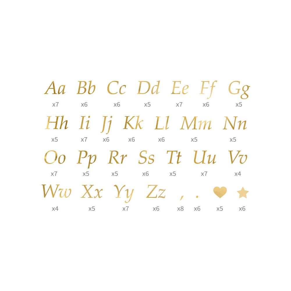 Letters stickers - gold, 143 pcs.
