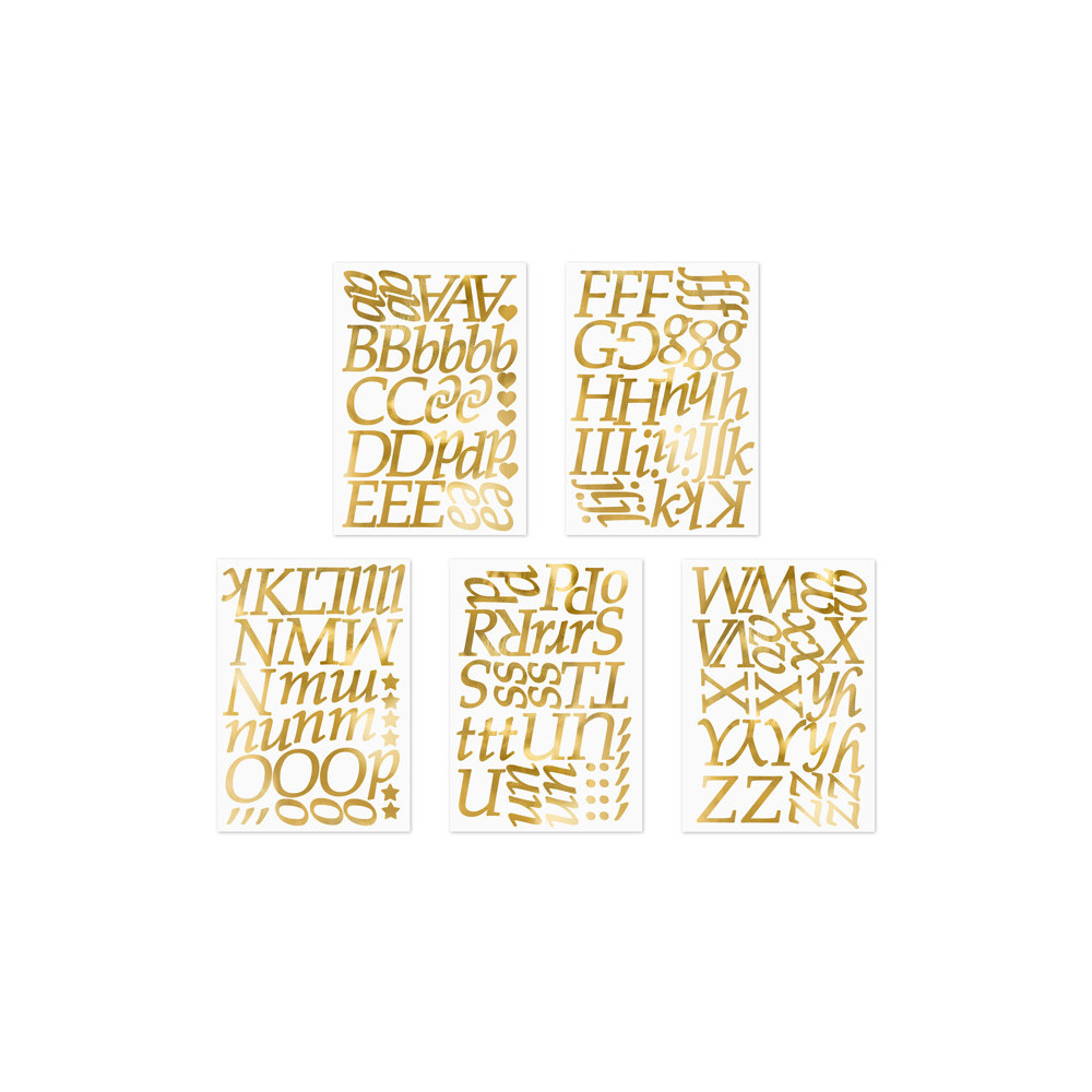 Letters stickers - gold, 143 pcs.