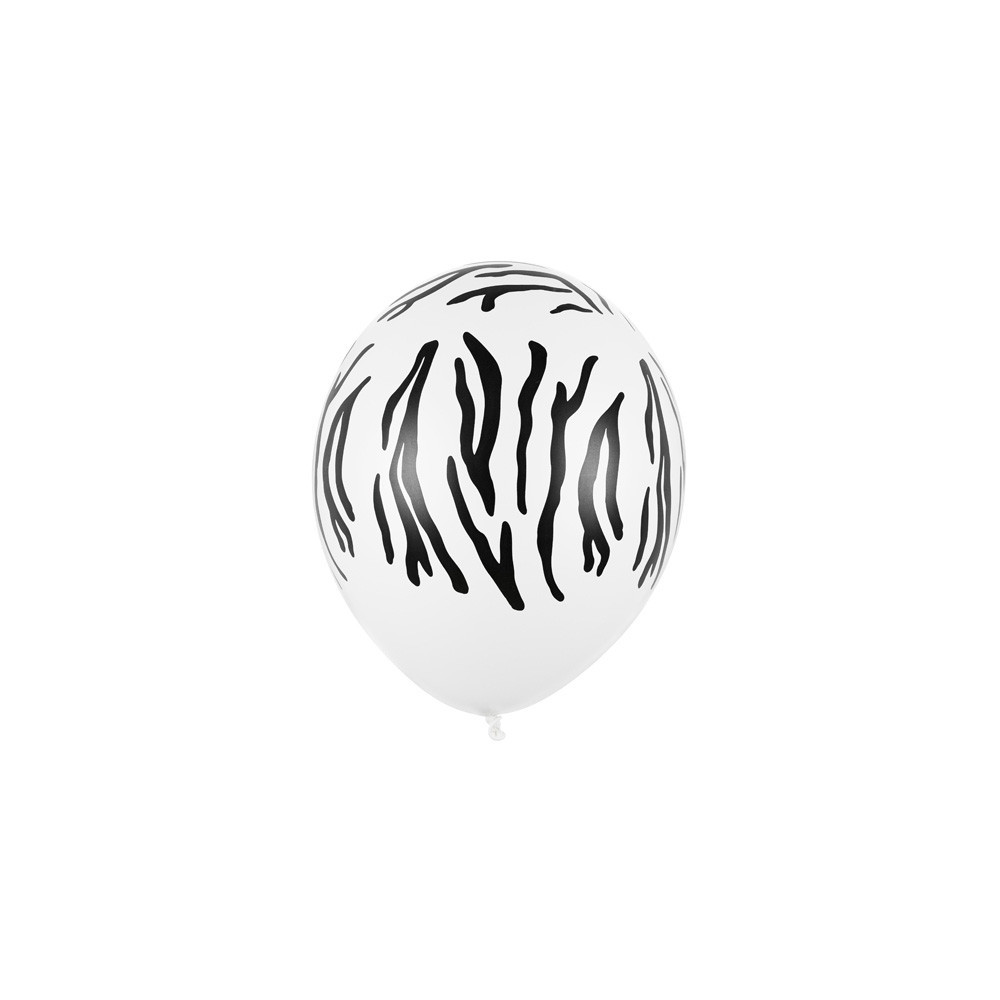 Balony lateksowe Zebra - białe, 30 cm, 50 szt.