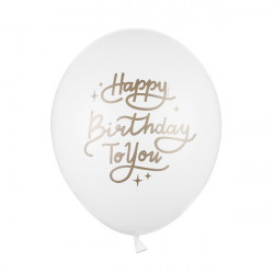 Balony lateksowe Happy Birthday To You - białe, 30 cm, 50 szt.