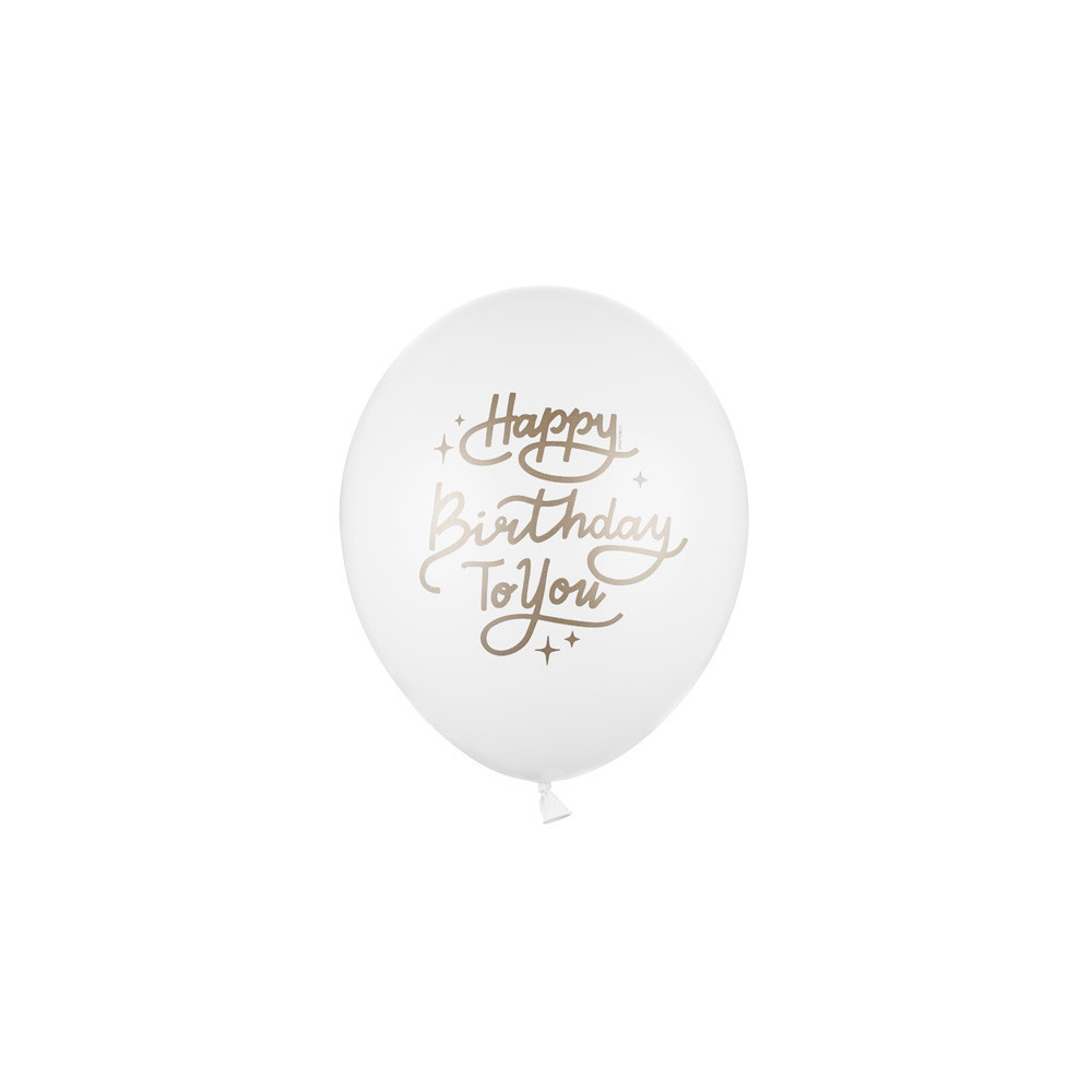 Latex balloons Happy Birthday To You - white, 30 cm, 50 pcs