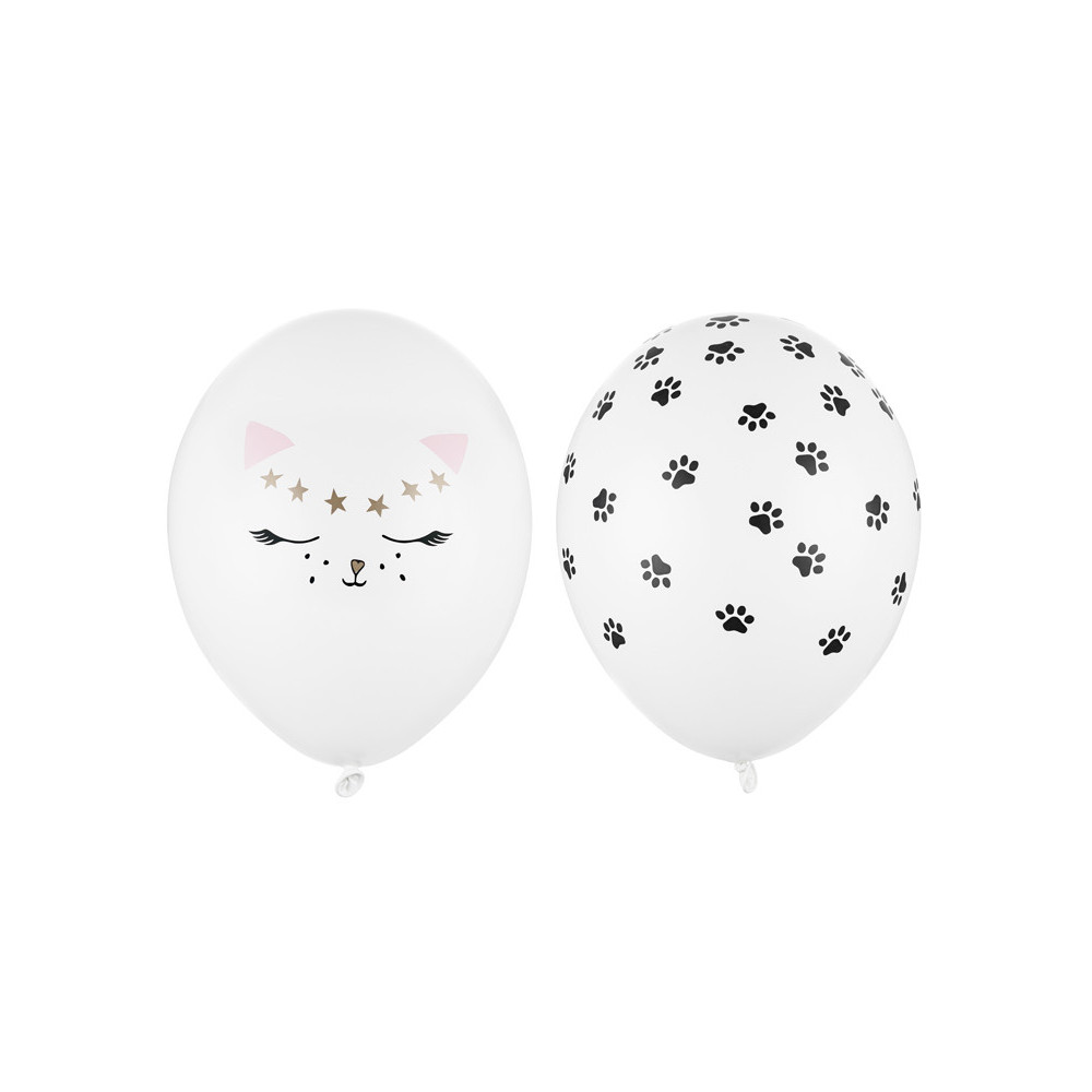 Latex balloons Kitten - white, 30 cm, 50 pcs