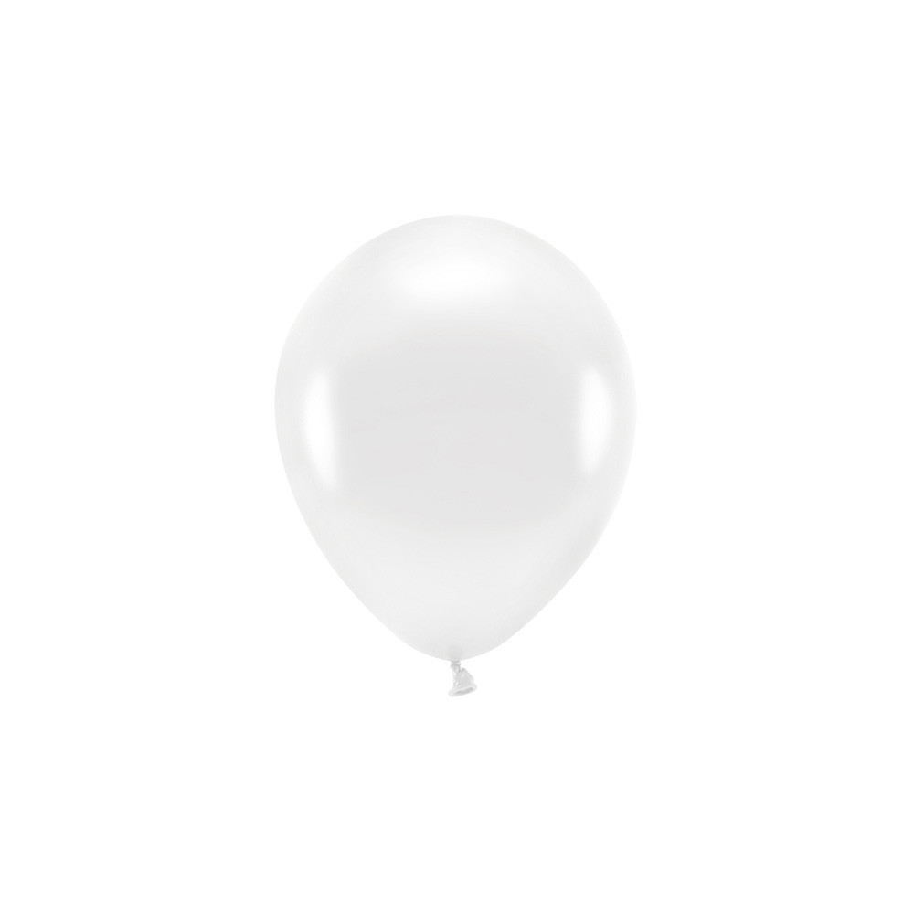 Balony lateksowe Eco Metallic - białe, 30 cm, 100 szt.