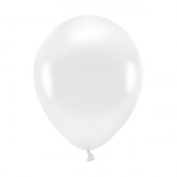 Balony lateksowe Eco Metallic - białe, 26 cm, 100 szt.