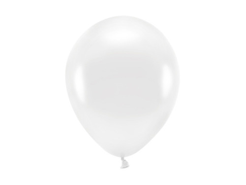 Balony lateksowe Eco Metallic - białe, 26 cm, 100 szt.