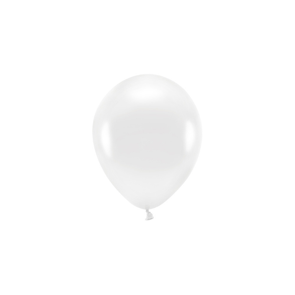 Balony lateksowe Eco Metallic - białe, 26 cm, 100 szt.