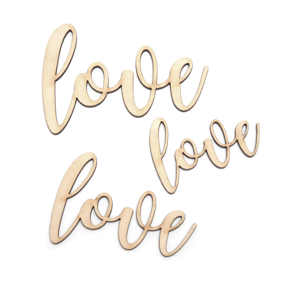 Wooden inscriptions - Simply Crafting - love 1, 3 pcs